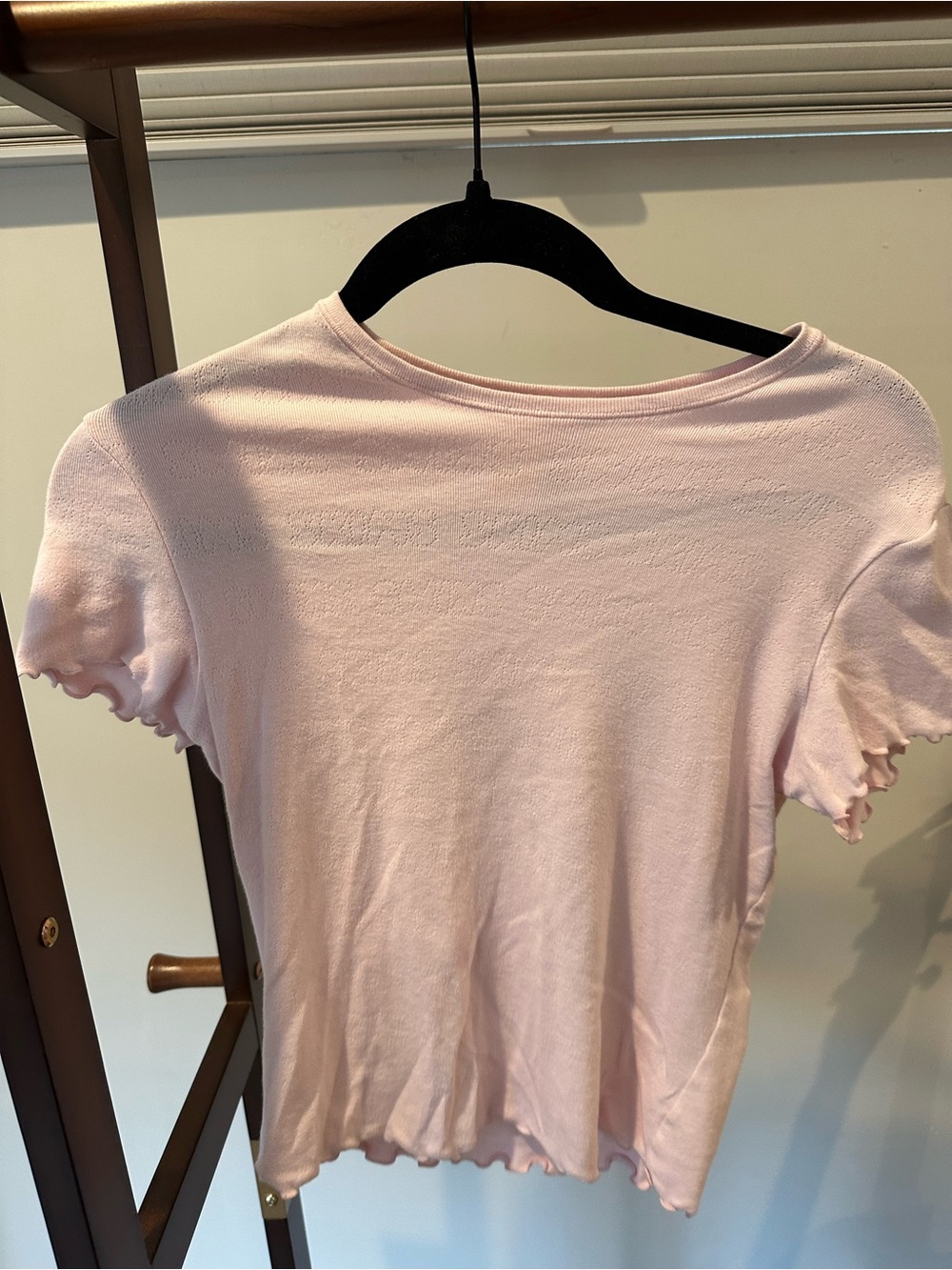 SKIMS Soft Knit Baby Pink Lettuce Hem Cropped Tee Medium